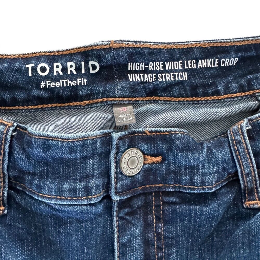 Torrid Women's Jeans High Rise Wide Leg Ankle Crop Vintage Stretch Size 16 - Picture 4 of 6